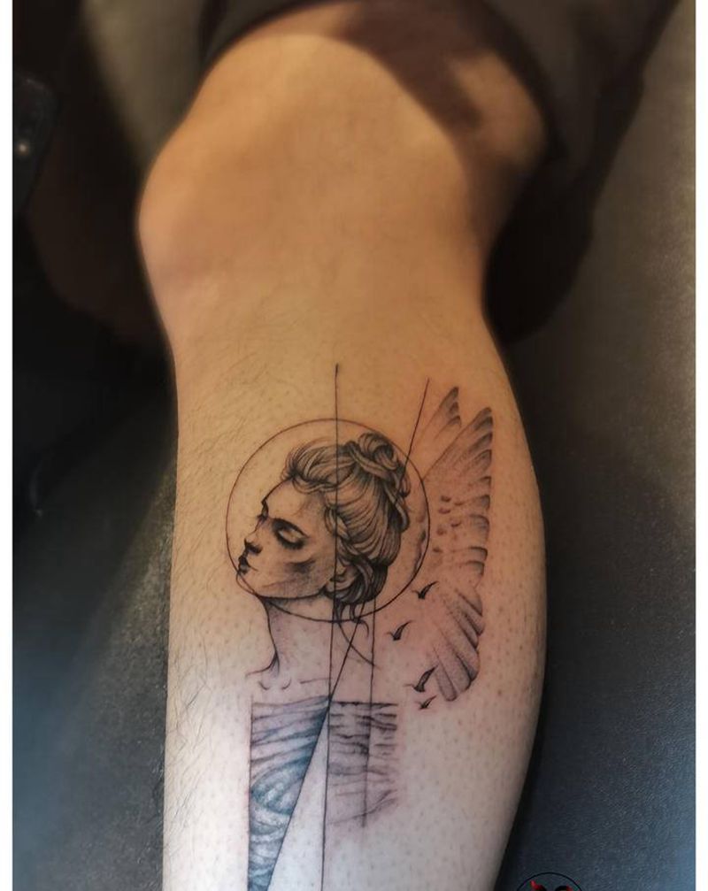 小腿纹身纹身图片_腿部纹身图案