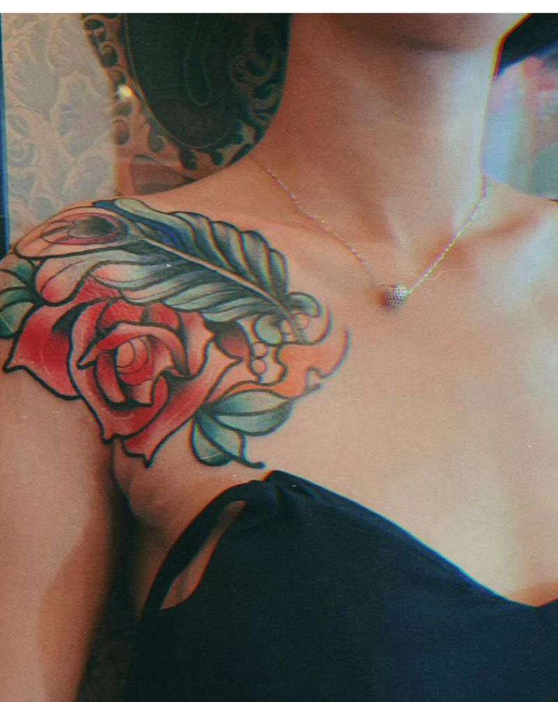 遮盖旧纹身纹身图片_肩部花纹身图案