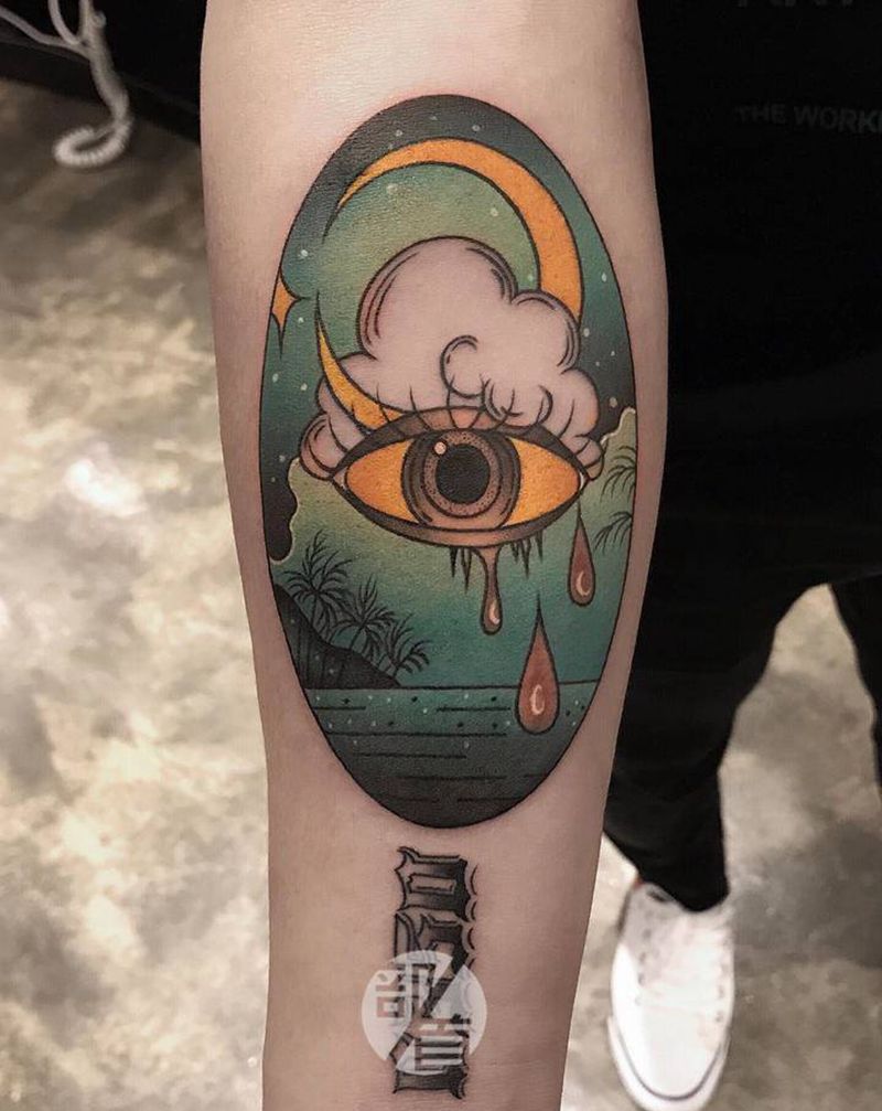 Oldschool眼睛纹身图片_手臂Old School眼睛纹身图案