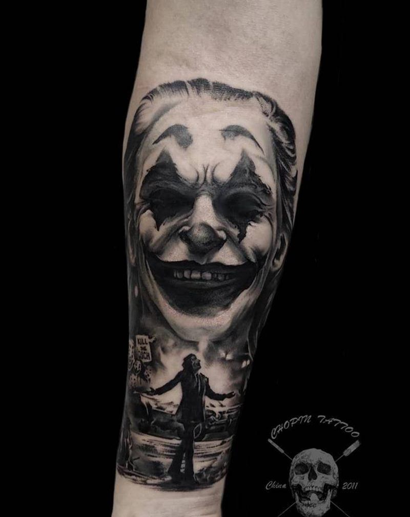 小丑纹身图片_欧美写实纹身图案
