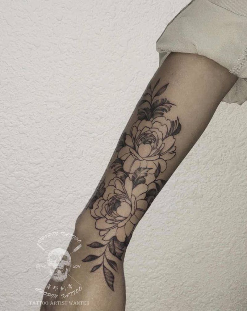 素花纹身图片_手臂小清新素花纹身图案