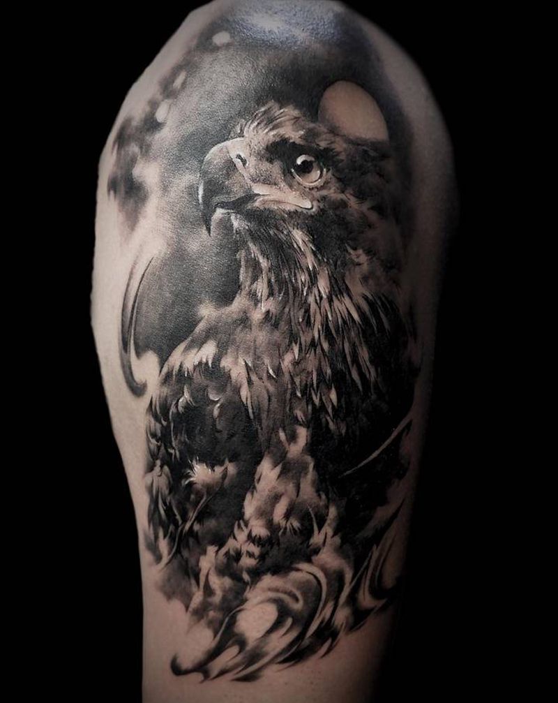 老鹰纹身图片_欧美写实纹身图案