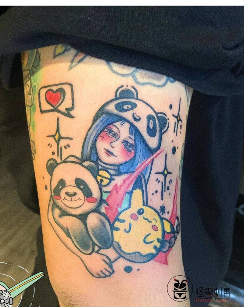 卡通头像纹身图片_手臂Old School纹身图案