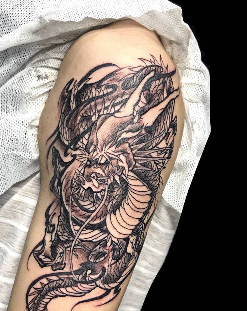 龙纹身图片_手臂龙纹身图案