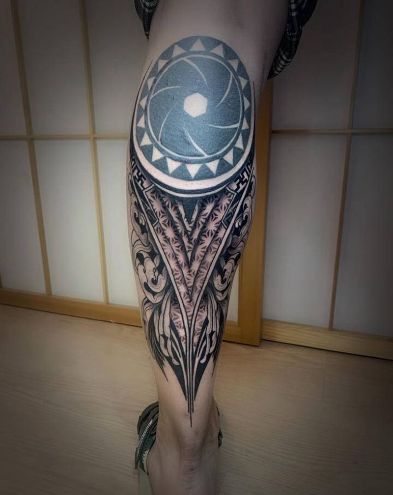 图腾添加纹身图片_腿部几何图腾添加修改图腾纹身图案