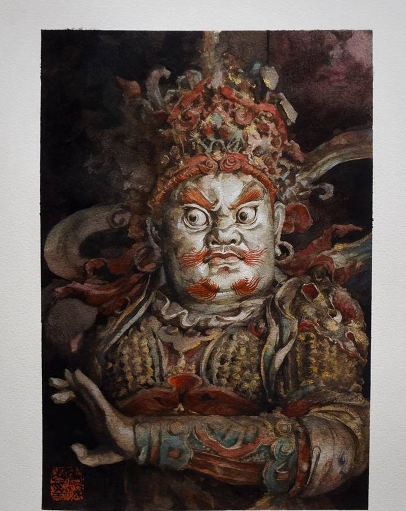 天王纹身图片_背部欧美写实纹身图案