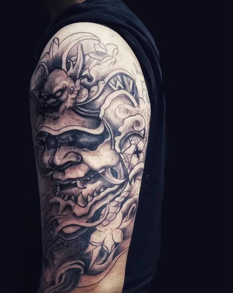 鬼将军纹身图片_手臂新传统纹身图案