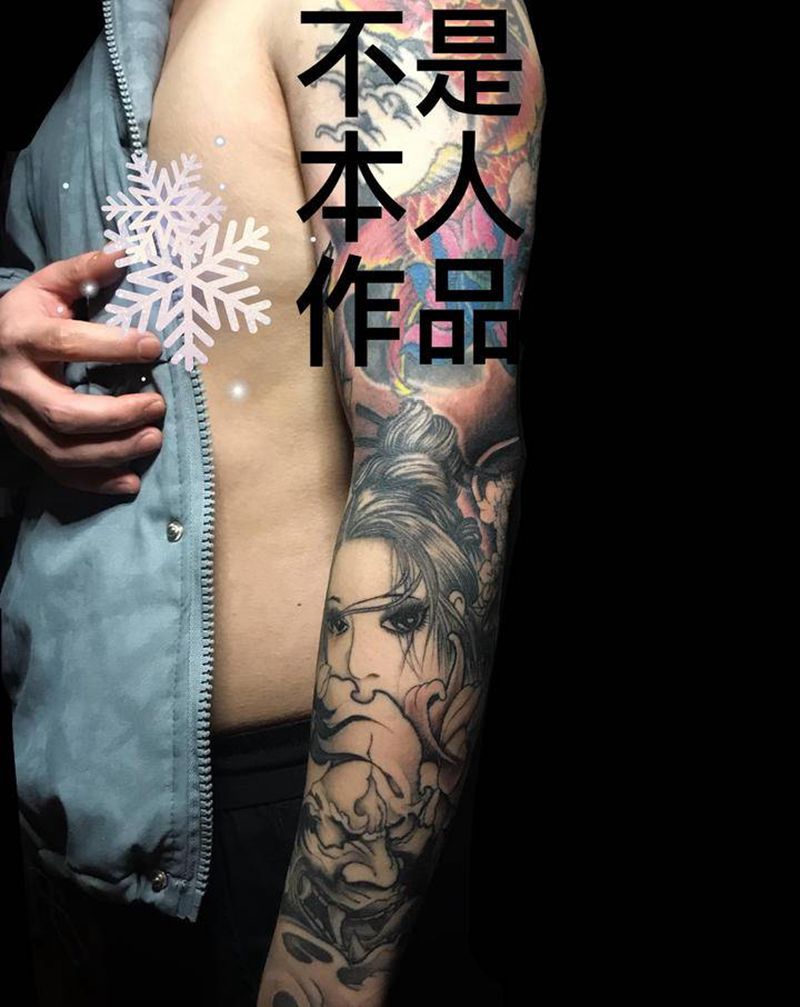 般若&艺伎纹身图片_手臂新传统纹身图案