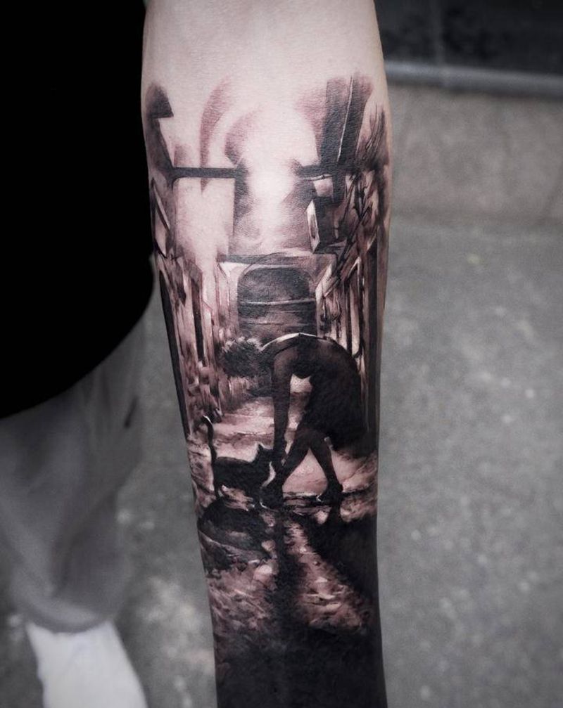 寂.光纹身图片_手部欧美写实遮盖场景风景纹身图案