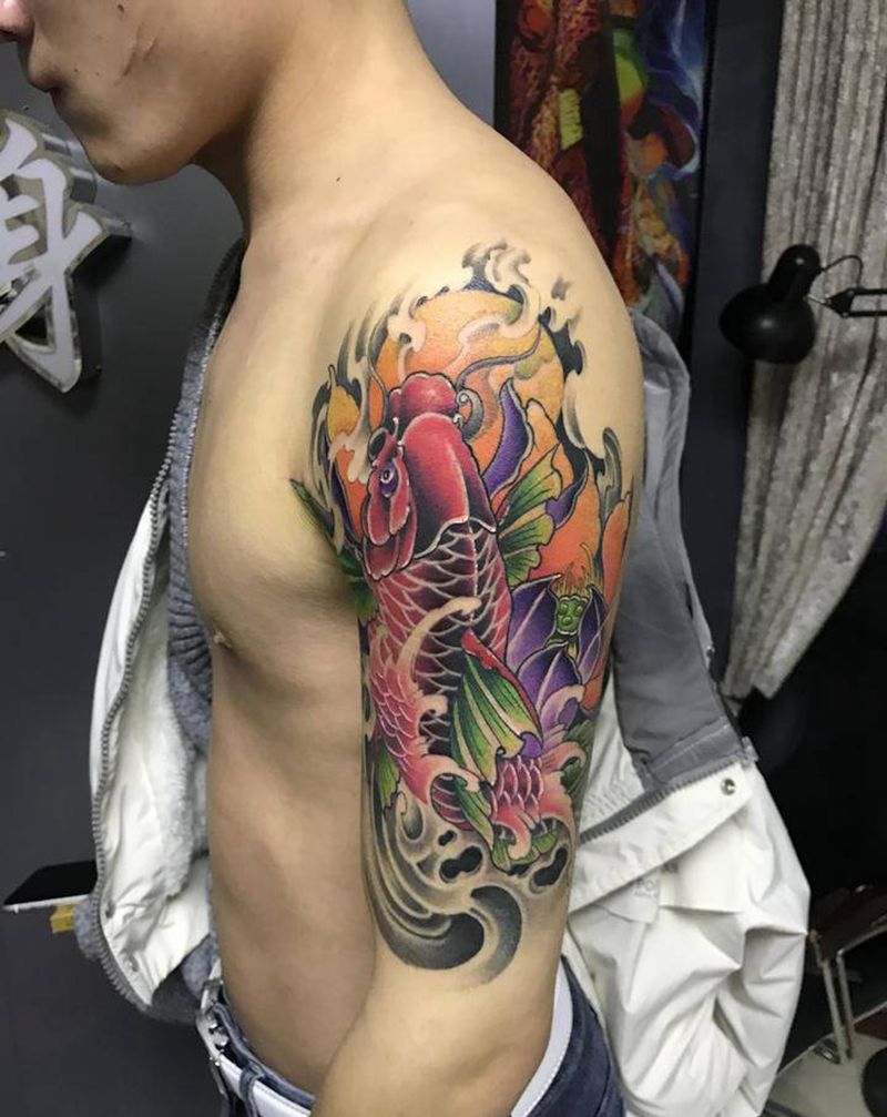 鲤鱼纹身图片_手臂纹身图案