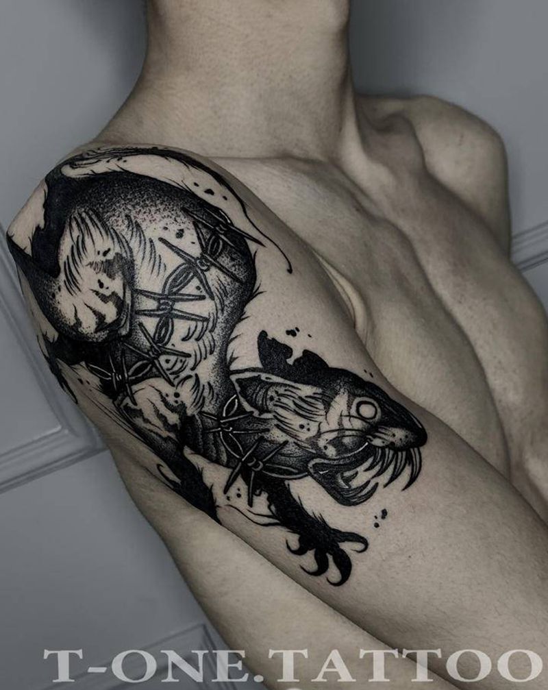 T-one纹身图片_手臂暗黑 原创纹身图案