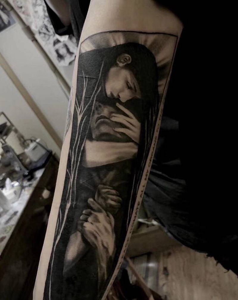 和平女神纹身图片_手臂欧美写实纹身图案