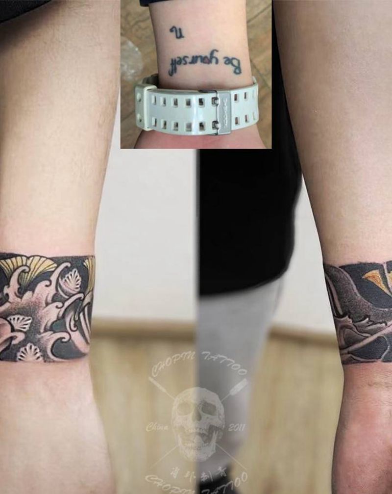 旧纹身遮盖    手环纹身图片_手臂老传统纹身图案