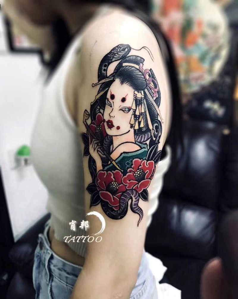 艺妓纹身图片_传统纹身图案