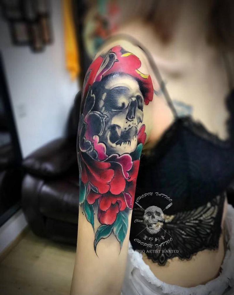 旧纹身遮盖纹身图片_手臂新传统纹身图案