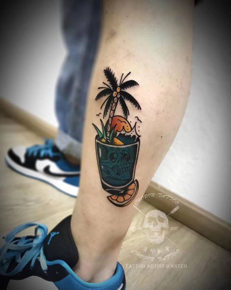 school小图纹身图片_腿部school纹身图案