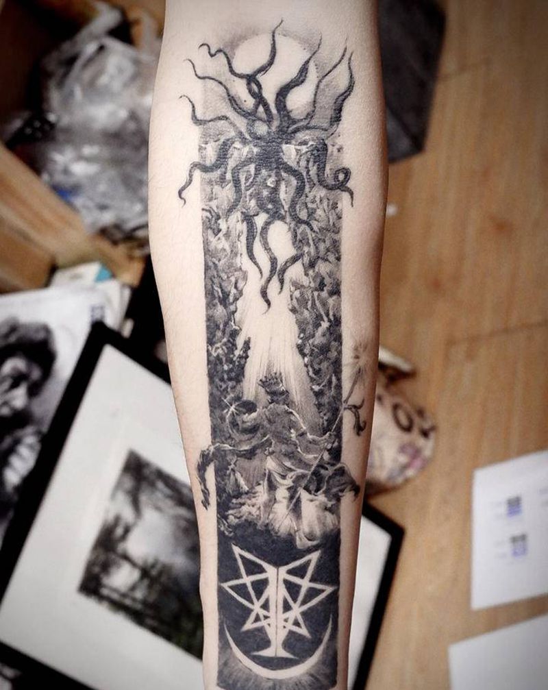 诸神黄昏纹身图片_手臂欧美写实纹身图案
