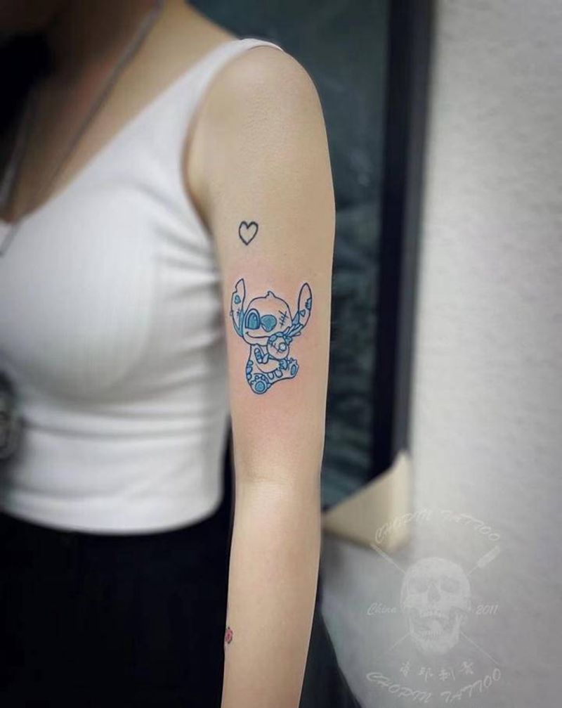 史迪奇纹身图片_手臂卡通纹身图案