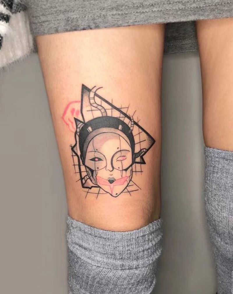 赛博纹身图片_花体字纹身图案