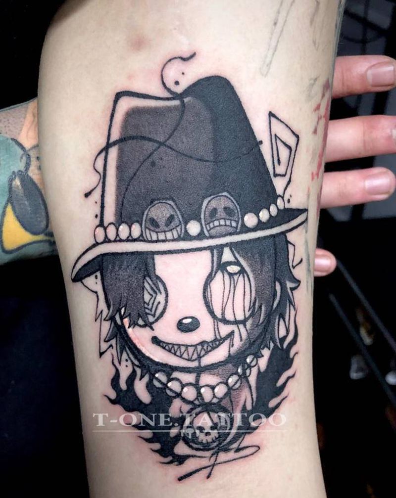 T-one纹身图片_臀部欧美写实卡通 暗黑纹身图案