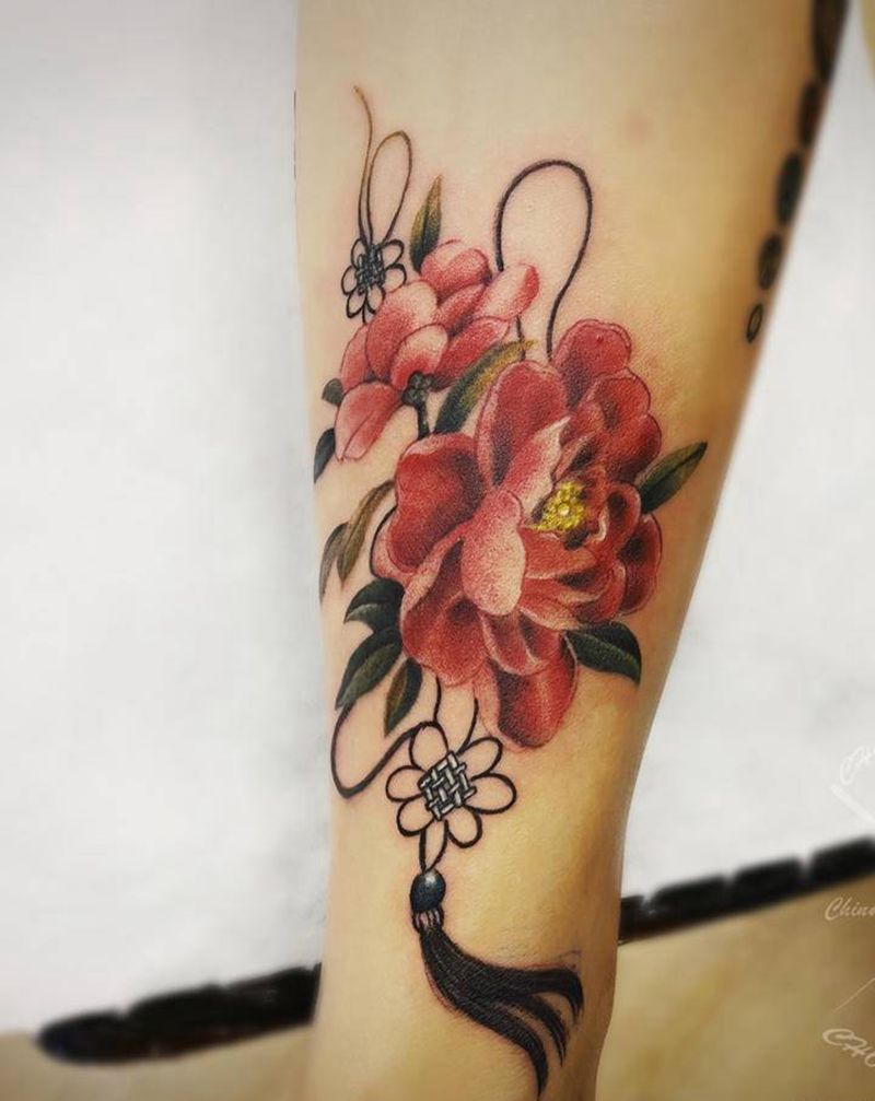 小臂拼接国风纹身图片_手臂新传统水墨纹身图案