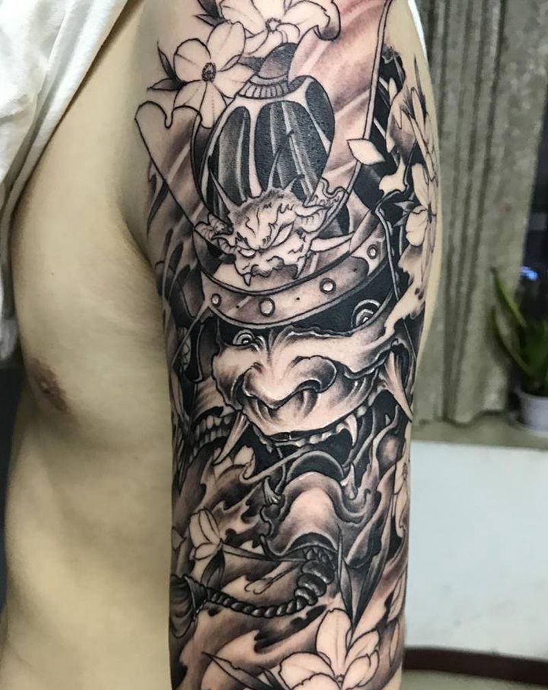 鬼武士纹身图片_手臂纹身图案