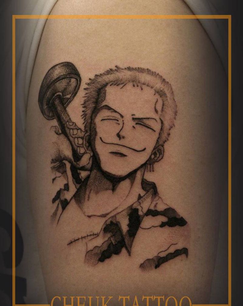 索隆纹身图片_手臂欧美写实几何纹身图案