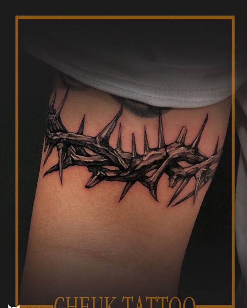 荆棘纹身图片_手臂欧美写实New School纹身图案