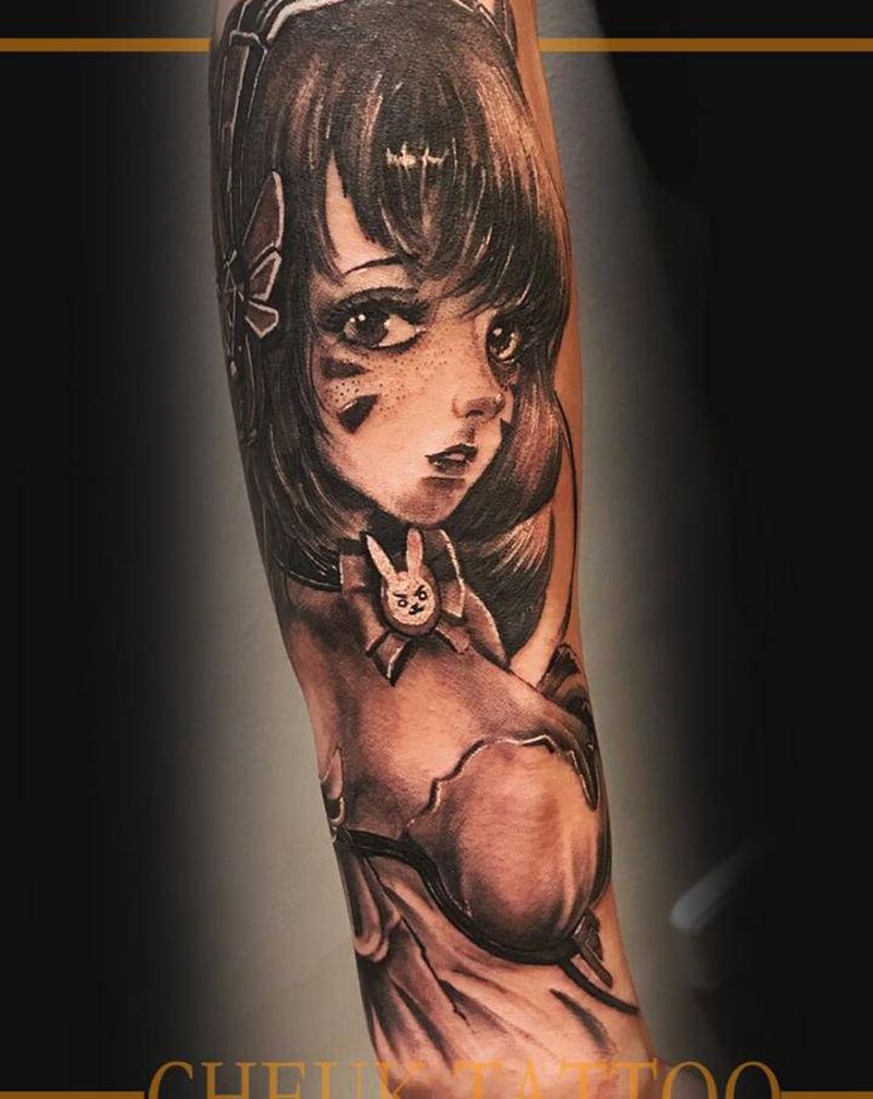 二次元女孩纹身图片_欧美写实New School纹身图案