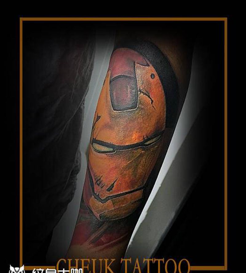 钢铁侠纹身图片_手臂欧美写实水彩纹身图案