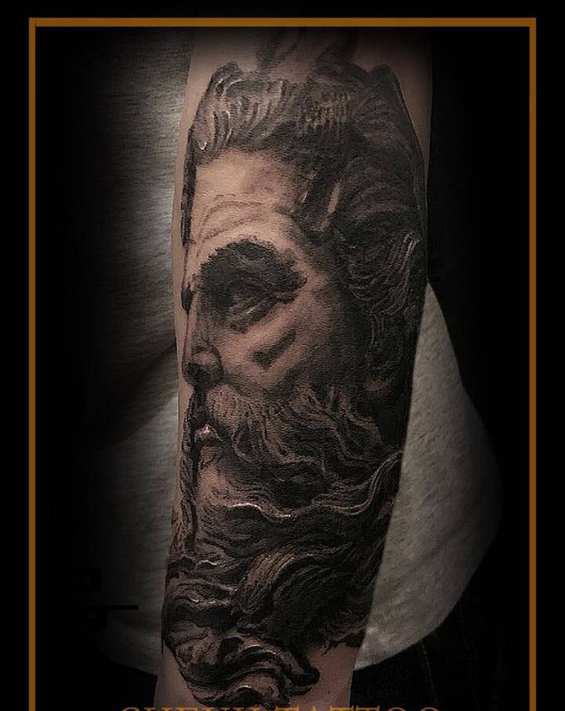 波塞冬纹身图片_手臂欧美写实New School纹身图案