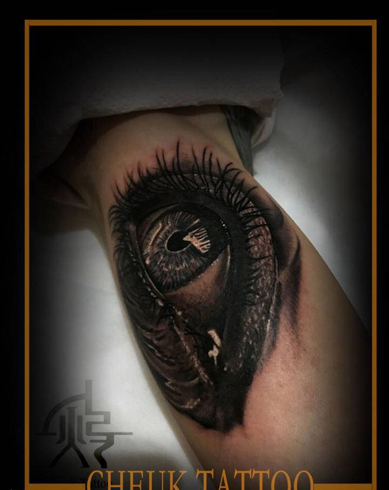 眼纹身图片_手臂欧美写实New School纹身图案