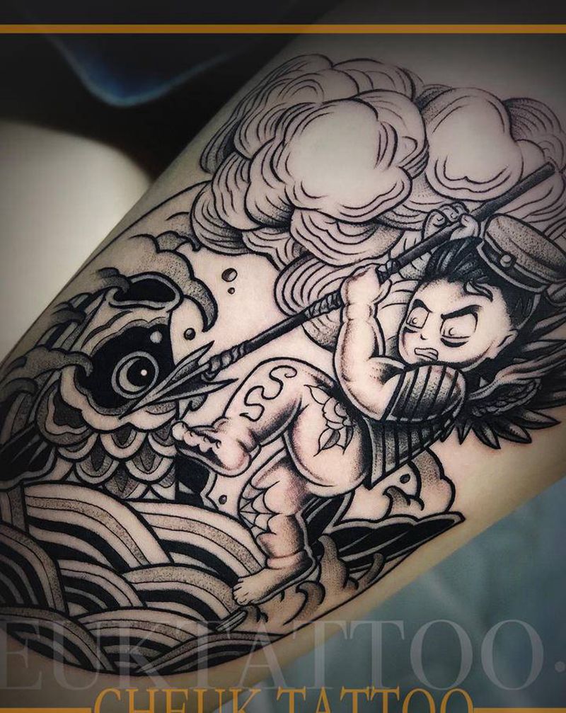 海上小闰土纹身图片_腿部New SchoolOld School纹身图案