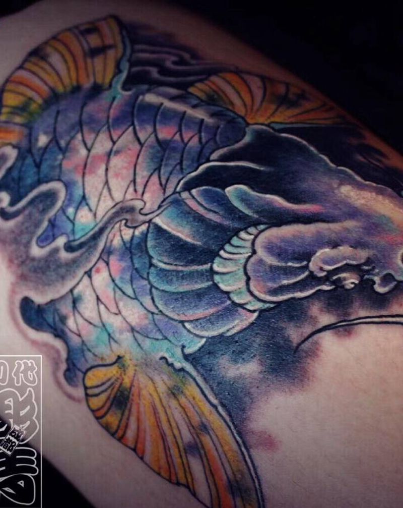 鱼 老作品纹身图片_腿部日式刺青纹身图案