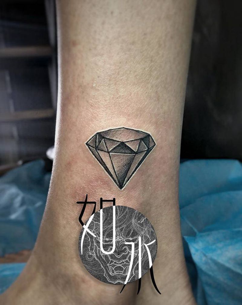 钻石纹身图片_腿部几何纹身图案