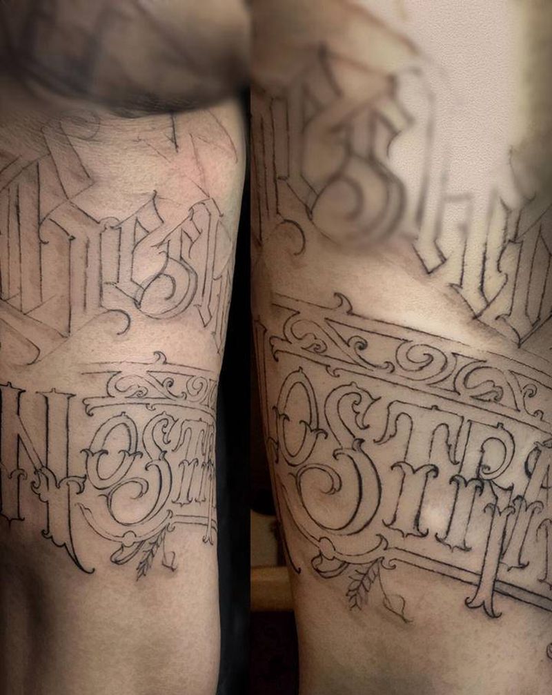 割水线 ，未完纹身图片_臀部腿部花体字欧美写实纹身图案