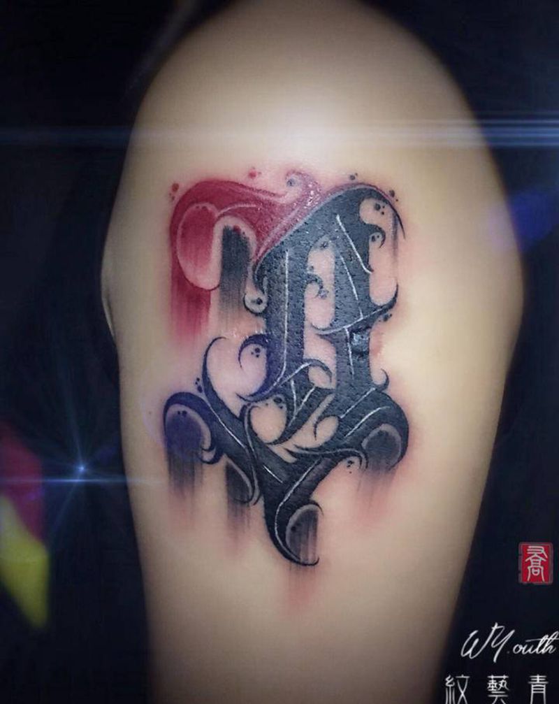 原创作品J纹身图片_手臂花体字原创设计奇卡诺纹身图案