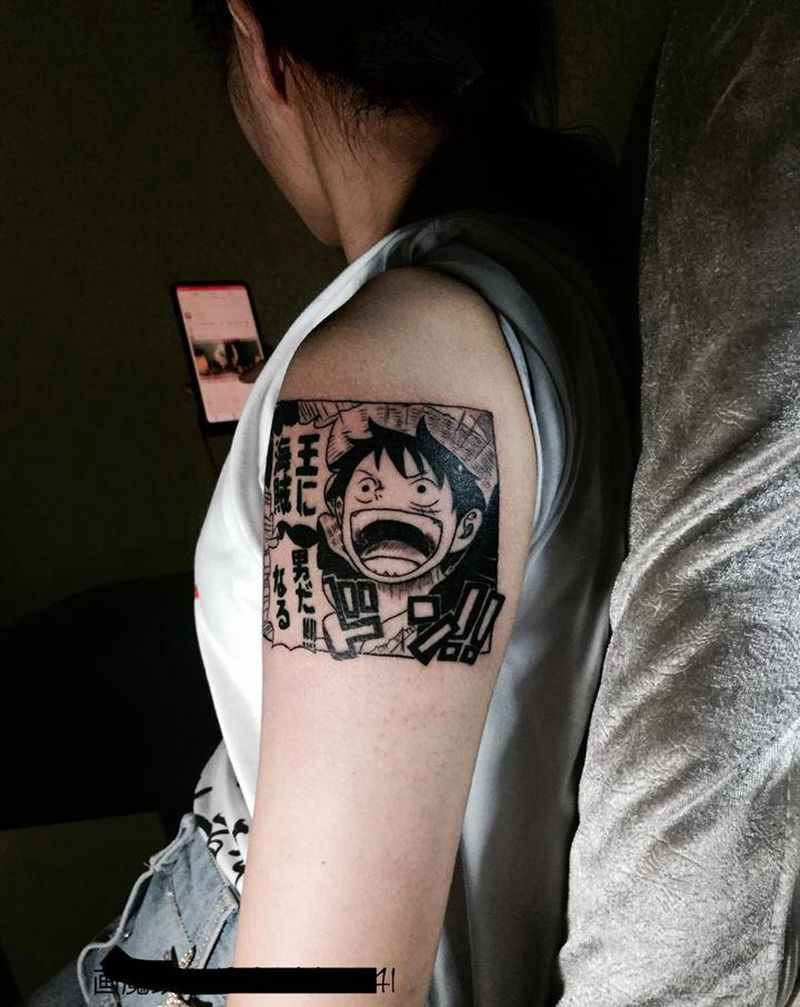 海贼王纹身图片_肩部纹身图案