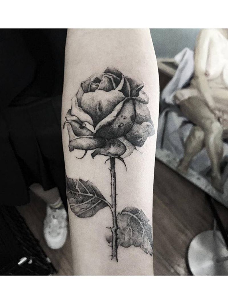 单针圆三纹身图片_手臂欧美写实点刺纹身图案