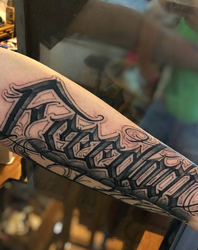 花体✍️纹身图片_手臂花体字纹身图案