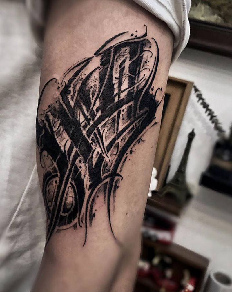 花体✍️纹身图片_手臂花体字纹身图案