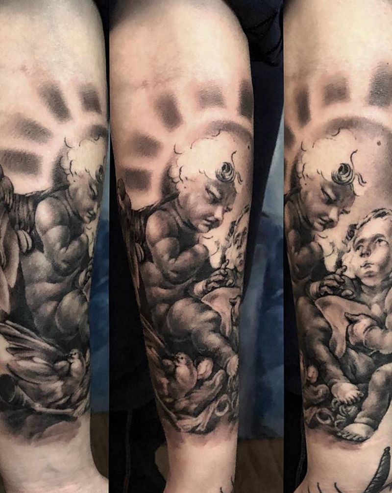 未完成纹身图片_手臂欧美写实花体字纹身图案