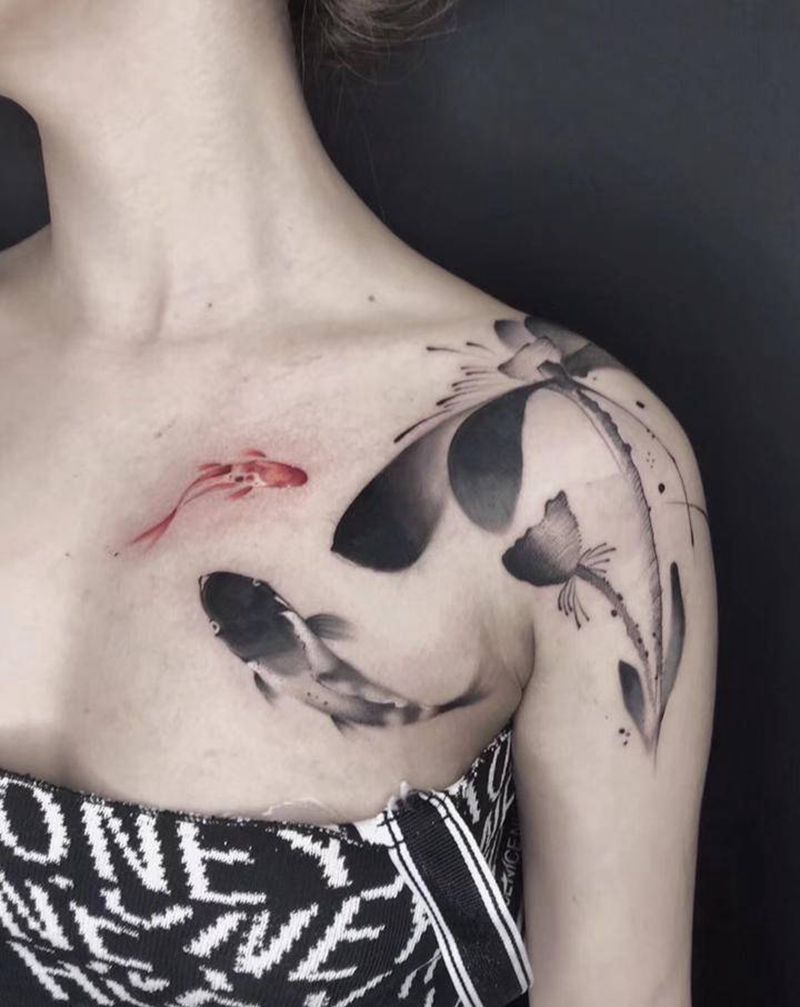 遮盖 #派#纹身图片_肩部纹身图案