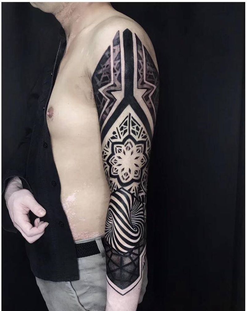 #派# 遮盖纹身图片_几何纹身图案