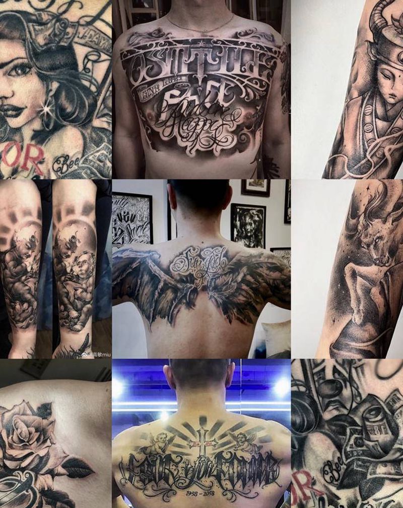 花体纹身图片_花体字欧美写实纹身图案