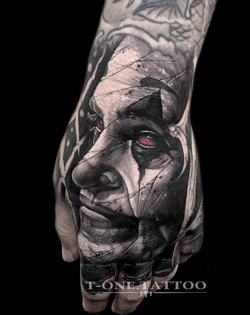 T-one纹身图片_手部欧美写实暗黑原创纹身图案