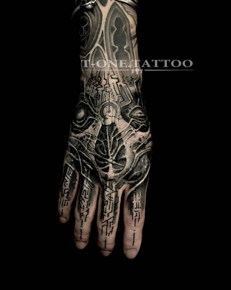 T-one纹身图片_欧美写实几何暗黑原创修改纹身图案