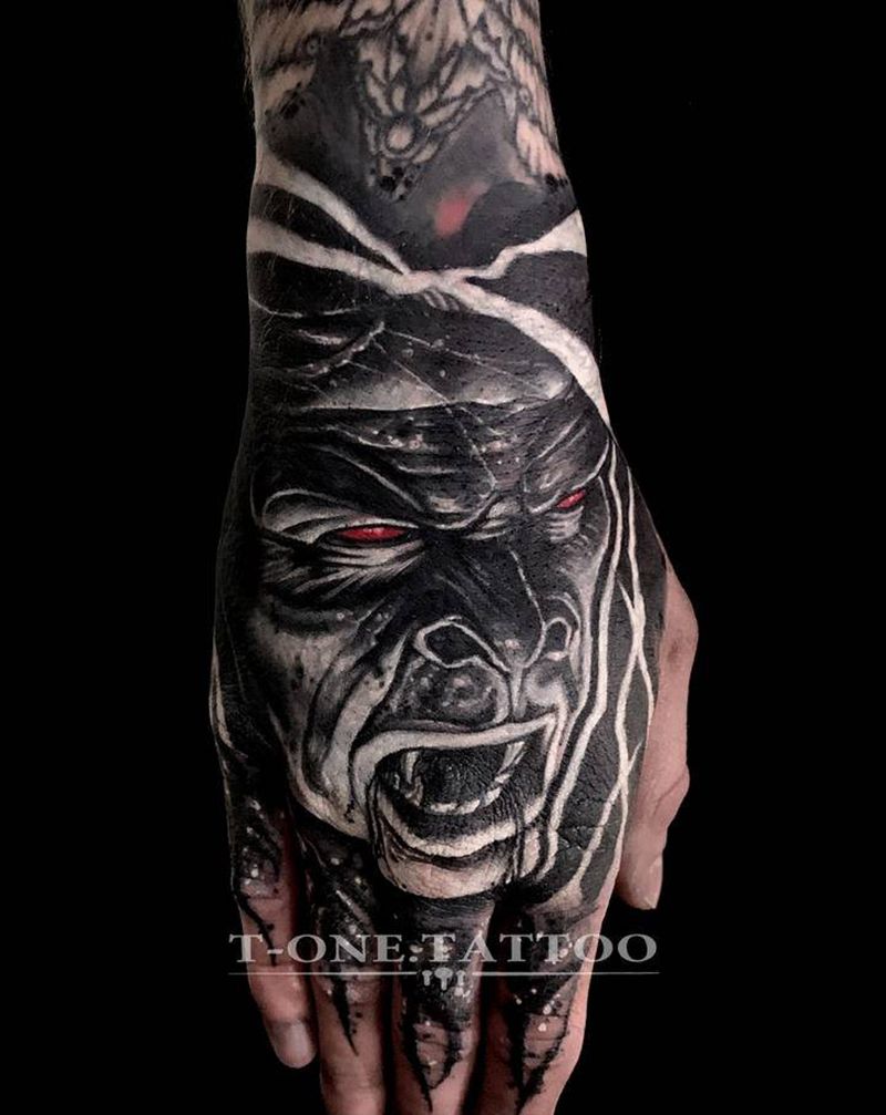 T-one纹身图片_手部欧美写实暗黑原创修改遮盖纹身图案