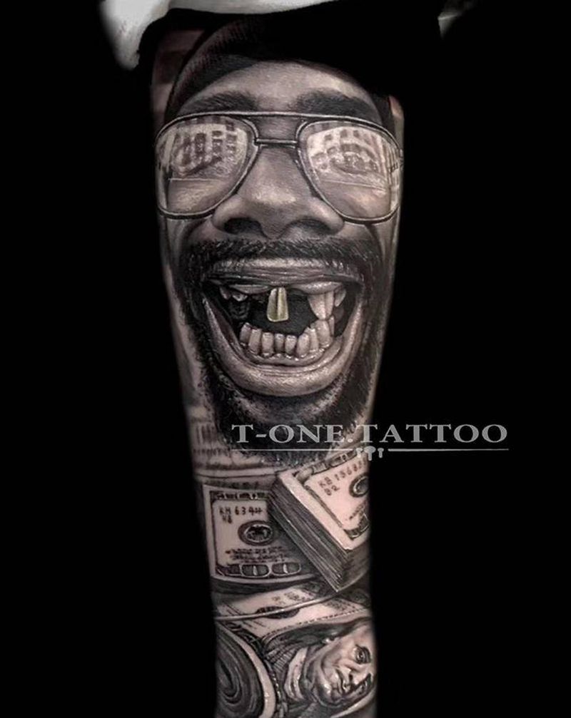 T-one纹身图片_手臂腿部欧美写实暗黑原创纹身图案