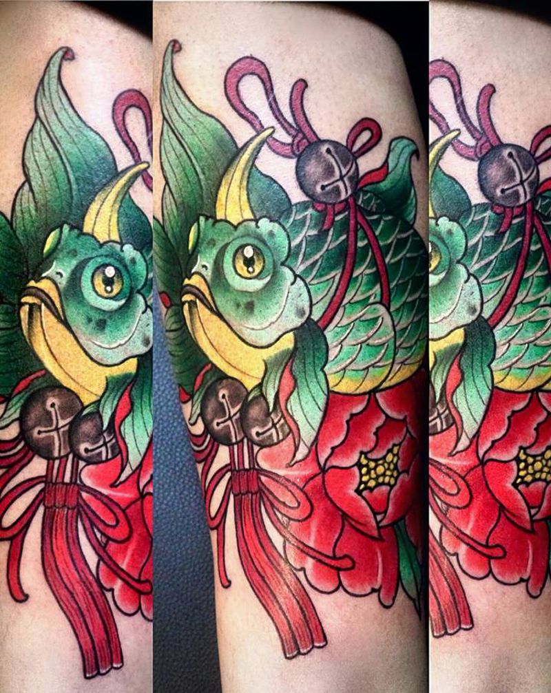 疤痕遮盖纹身图片_腿部New School传统题材纹身图案